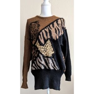 Vintage Escada Animal Print Tiger Knit Sweater